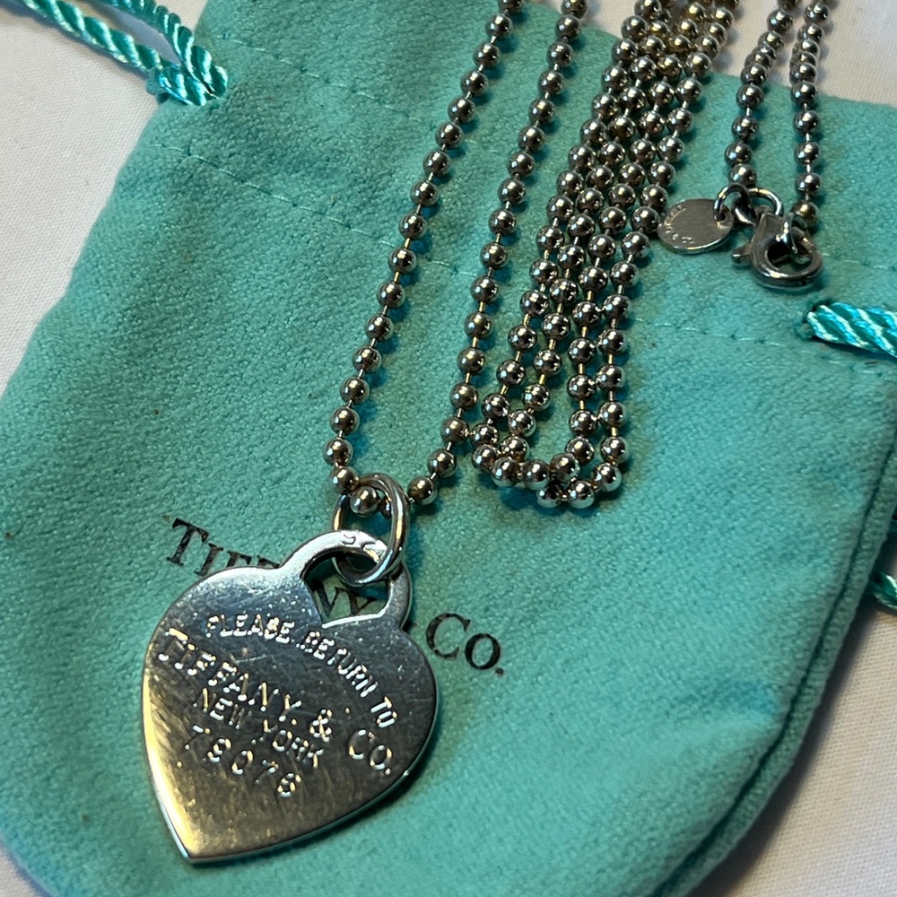 Tiffany & Co. Return to Tiffany Heart Dog Tag Necklace 34" - Picture 3 of 7